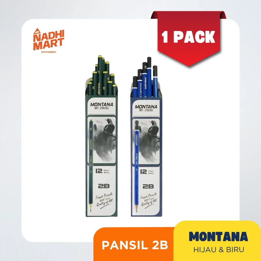 12 PCS PENSIL MONTANA BIRU DAN HIJAU